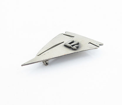 925 Sterling Silver  Vintage Antique Chai Life Hebrew Boat Brooch Pin  BP1283
