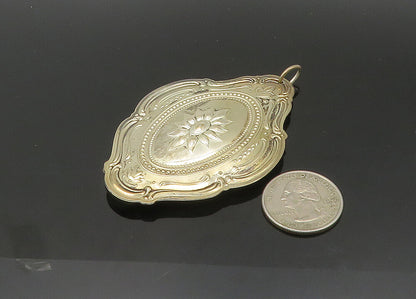 TOWLE 925 Sterling Silver  Vintage Double Sided Floral Pattern Pendant PT16373
