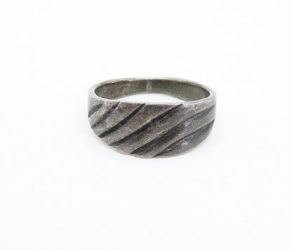 925 Sterling Silver  Vintage Dark Tone Etched Fluted Band Ring Sz 7  RG3723