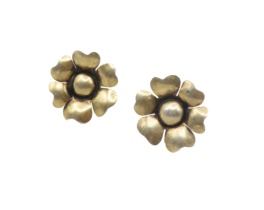 925 Sterling Silver  Vintage Flower Motif Non Pierce Screw Earrings   EG5208