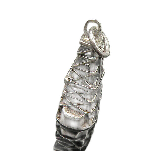925 Sterling Silver  Vintage Petite Shiny Tower Motif Pendant  PT18604