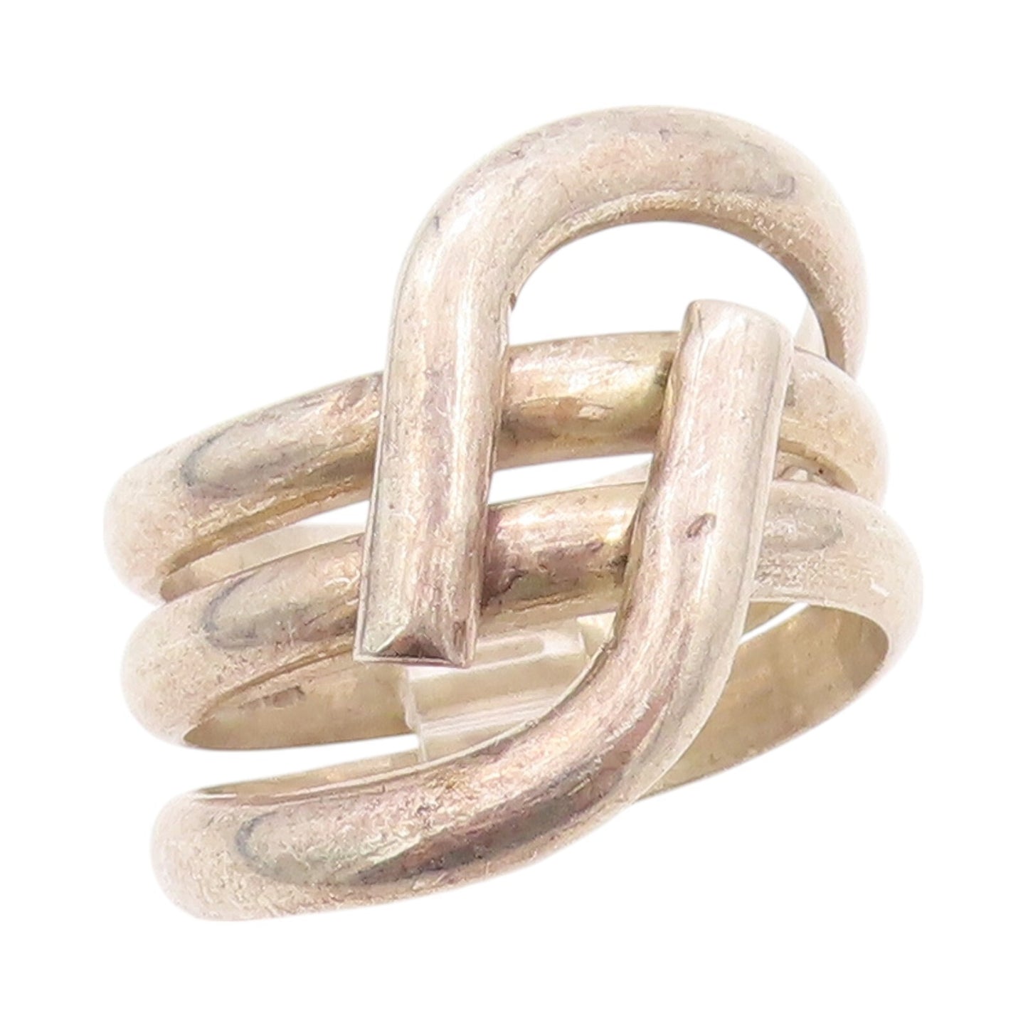 925 Sterling Silver Vintage Ring MEXICO Stacked Rope Effect  SZ 13.5  RG32183