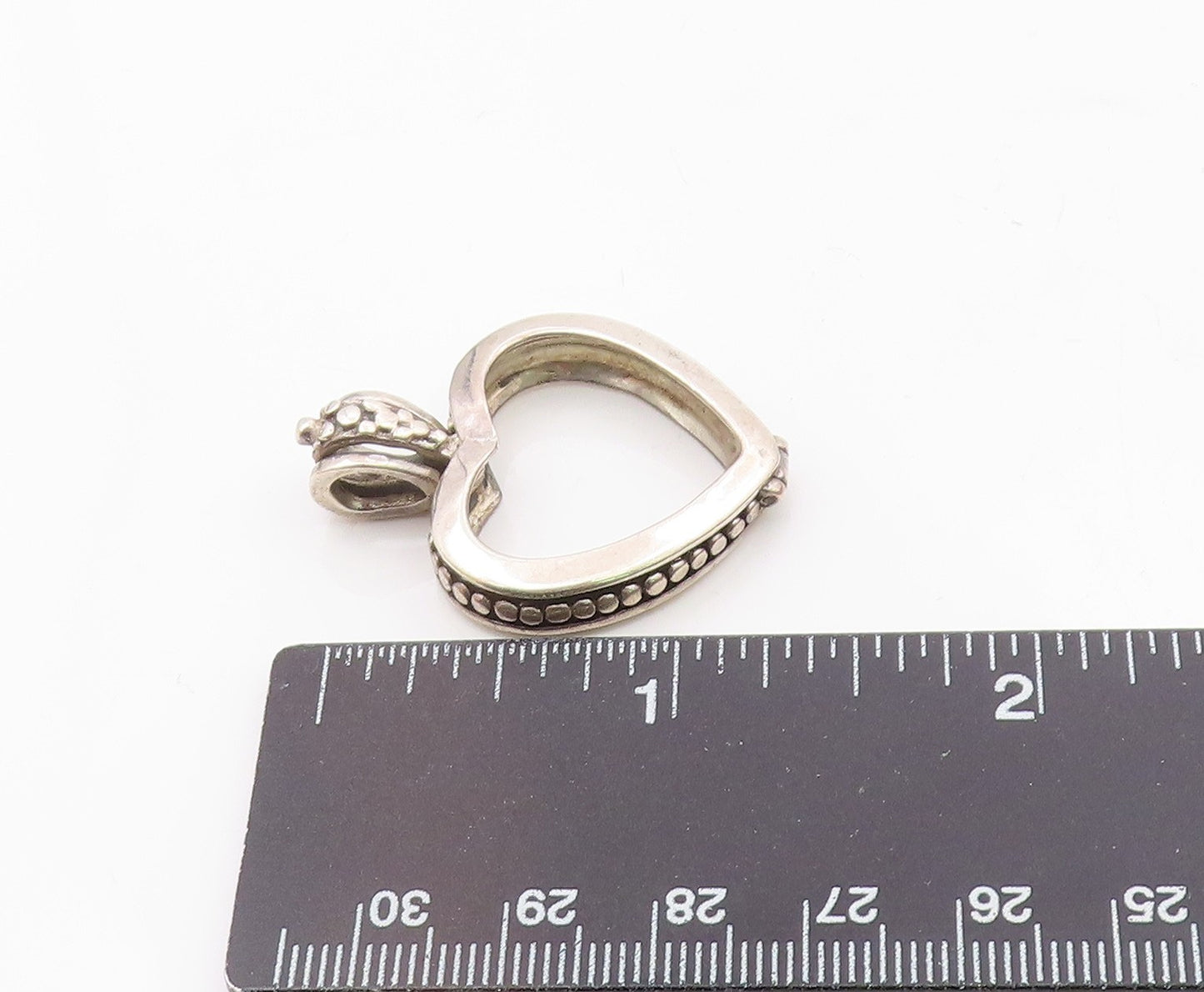 925 Sterling Silver  Vintage Shiny Open Love Heart Pendant (OPENS)  PT17126