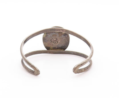 925 Sterling Silver Vintage Bracelet NAVAJO Split Cuff Roped Turquoise  BT11229