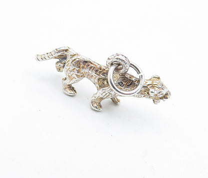 925 Sterling Silver  Vintage Petite Sculpted Prowling Tiger Pendant  PT4774