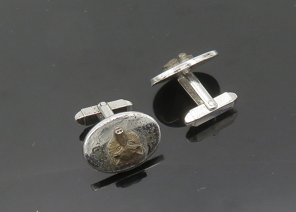 FOSTER 925 Sterling Silver  Vintage Antique Fox's Face Shiny Cufflinks  TR2796