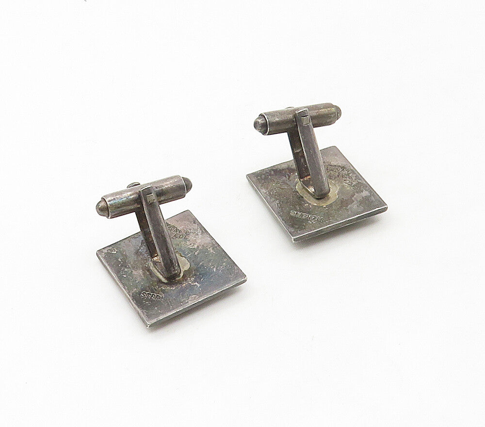 925 Sterling Silver  Vintage Handmade Oxidized Square Cuff Links  TR2299