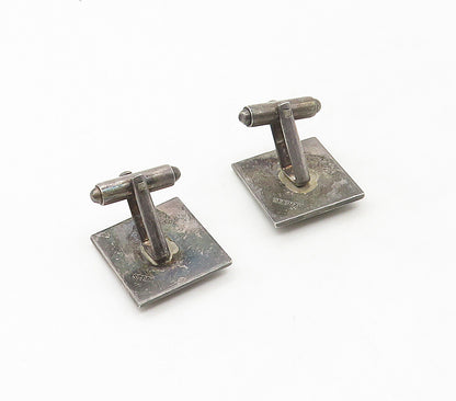 925 Sterling Silver  Vintage Handmade Oxidized Square Cuff Links  TR2299