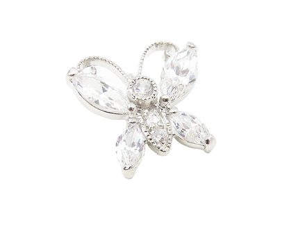 925 Sterling Silver  Sparkling Cubic Zirconia Butterfly Motif Pendant  PT9303