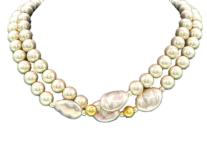 925 Sterling Silver  Vintage Heavy Polished Two Tone Beaded Necklace  NE2936