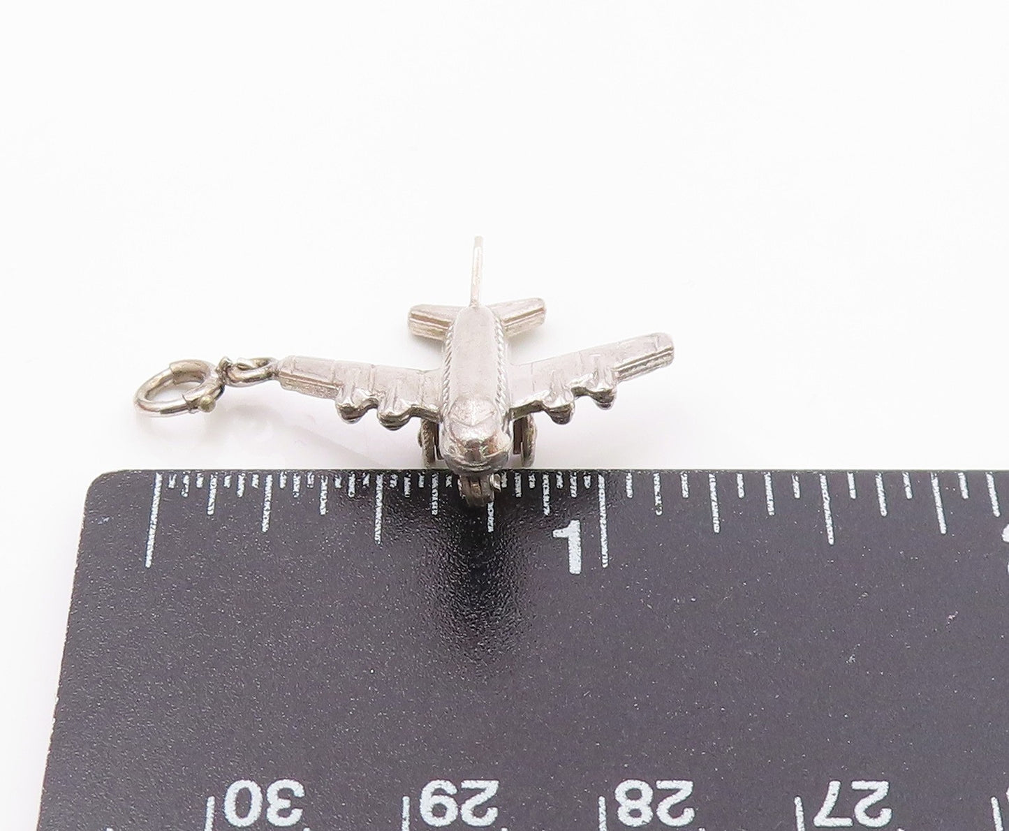925 Sterling Silver  Vintage Shiny Airplane Motif Drop Pendant  PT18377