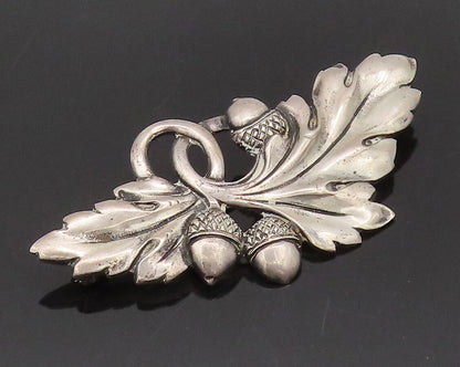 VIKINGCRAFT 925 Sterling Silver Vintage Leafy Nut Antique Brooch Pin  BP10498
