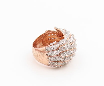 925 Sterling Silver Vintage Ring Gold Plated SONIA B. Feather  Sz 7.5  RG36234