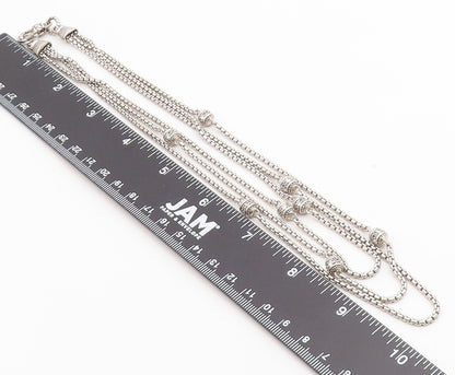 925 Sterling Silver Vintage Necklace JUDITH RIPKA CZ Triple Strand Chain  NE4907
