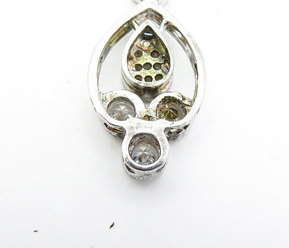 925 Sterling Silver  Vintage Cubic Zirconia Dangling Tear Drop Pendant  PT3436