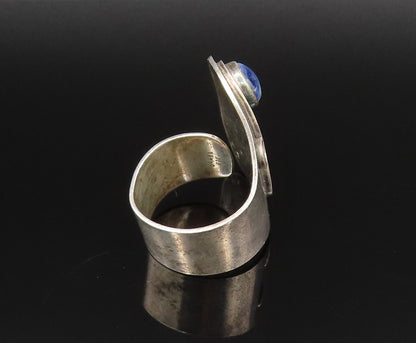 ISRAEL 925 Sterling Silver Vintage Sodalite & Spiral Wrap Ring Sz 9.5  RG25820