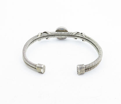 MEXICO 925 Sterling Silver  Vintage Black Onyx Twist Cuff Bracelet  BT1557
