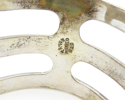 MEXICO 925 Sterling Silver  Vintage Dark Tone Hinge Bangle Bracelet  BT7138
