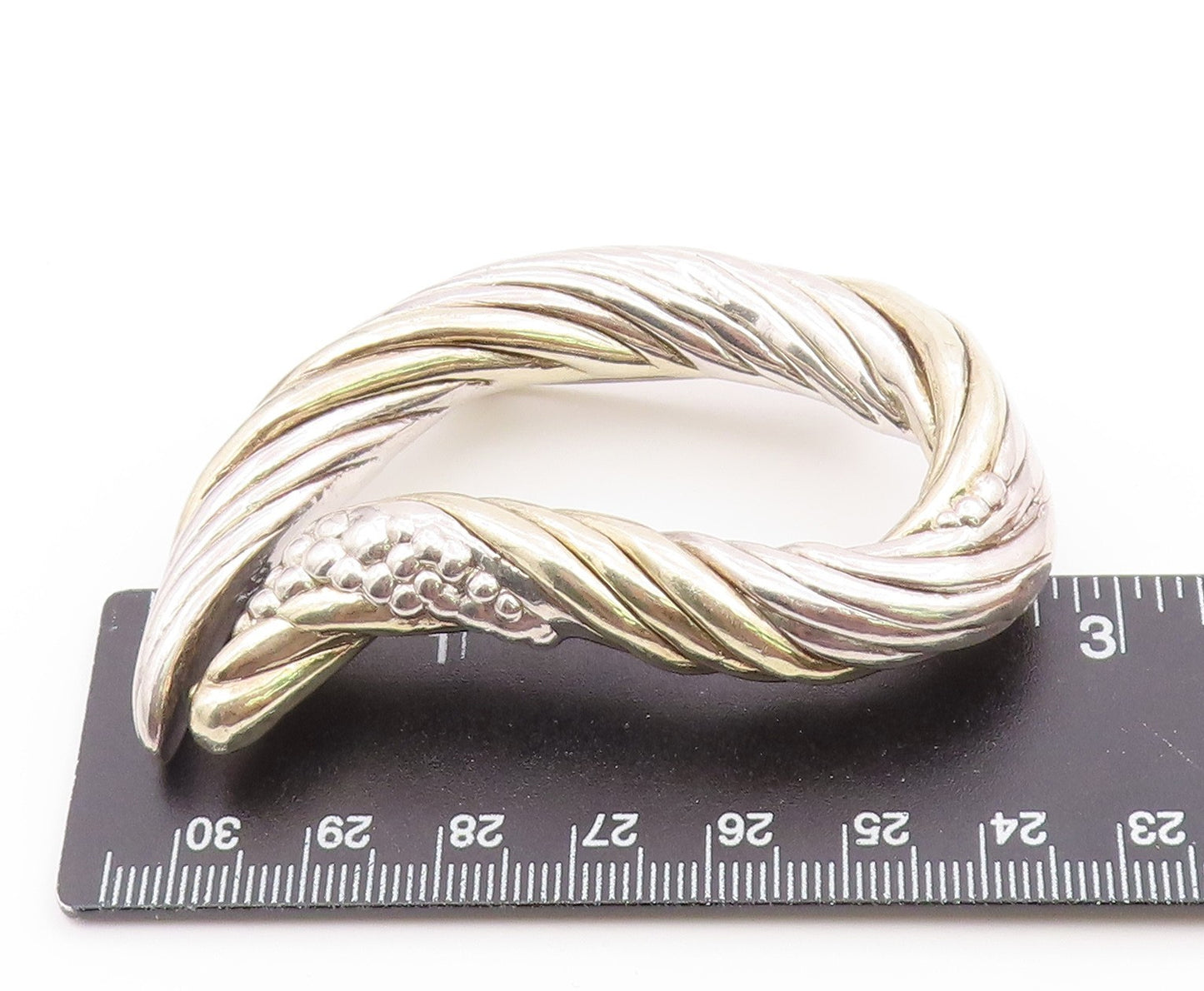 925 Sterling Silver  Vintage Modernist Two Tone Hollow Brooch Pin  BP3239