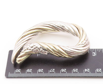 925 Sterling Silver  Vintage Modernist Two Tone Hollow Brooch Pin  BP3239