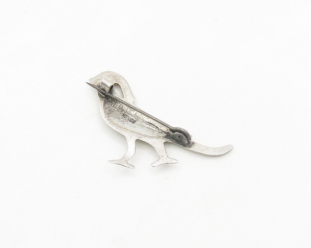 MEXICO 925 Sterling Silver  Vintage Shiny Bird Motif Brooch Pin  BP7629