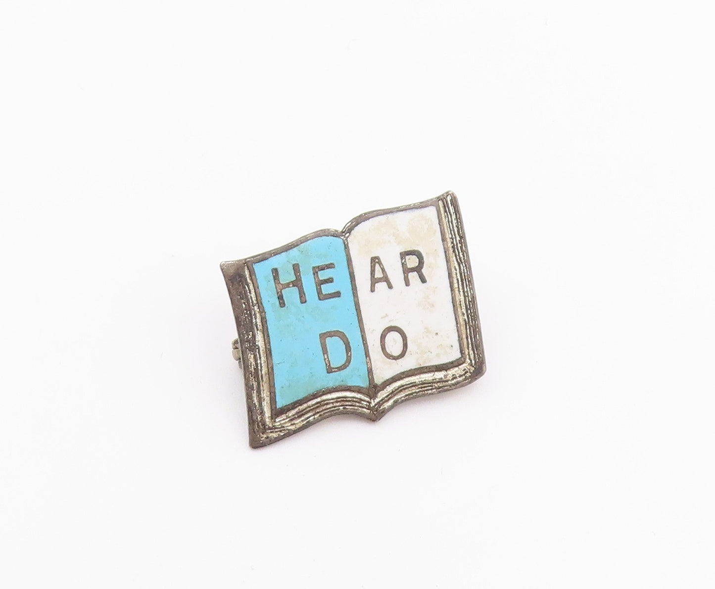 925 Sterling Silver  Vintage Enamel Open Book Motif Brooch Pin  BP8223
