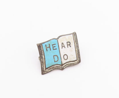925 Sterling Silver  Vintage Enamel Open Book Motif Brooch Pin  BP8223