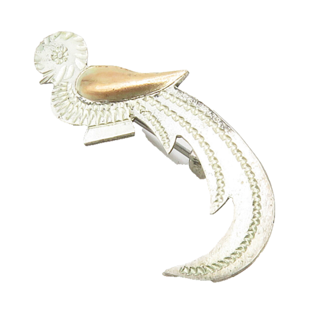 925 Sterling Silver & 18K GOLD  Vintage 2 Tone Etched Bird Brooch Pin  BP5224