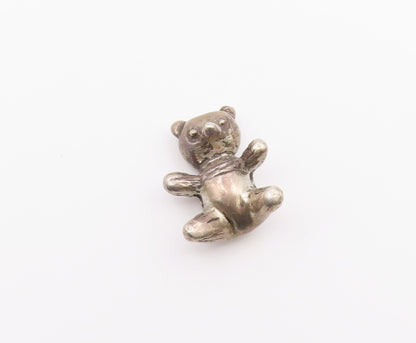 925 Sterling Silver  Vintage Petite Dark Tone Teddy Bear Pendant  PT17298