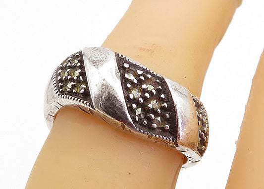 JUDITH JACK 925 Sterling Silver  Vintage Marcasite Band Ring Sz 6  RG5328