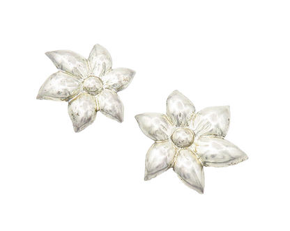925 Sterling Silver  Vintage Flower Motif Non Pierce Drop Earrings  EG7189