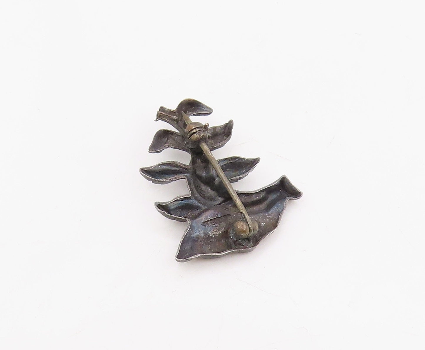 925 Sterling Silver Vintage Brooch Pin Botanical Floral Leaf Sculpture  BP12245