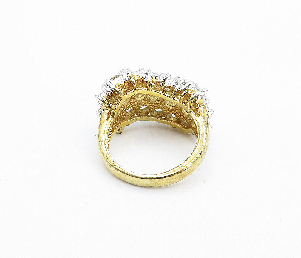 925 Sterling Silver  Cubic Zirconia Gold Plated Shiny Band Ring Sz 6  RG4347