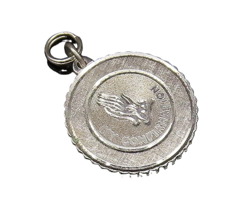 925 Sterling Silver Vintage My Confirmation Prayer Hands Medal Pendant PT21496
