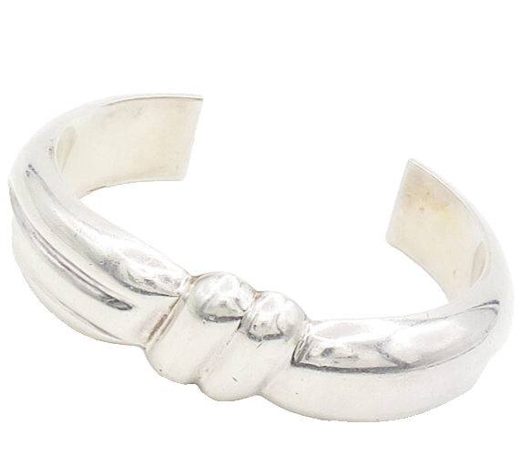 JONDELL 925 Sterling Silver  Vintage Shiny Fluted Detail Cuff Bracelet  BT7313