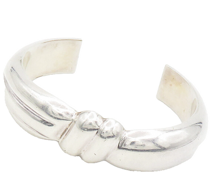 JONDELL 925 Sterling Silver  Vintage Shiny Fluted Detail Cuff Bracelet  BT7313