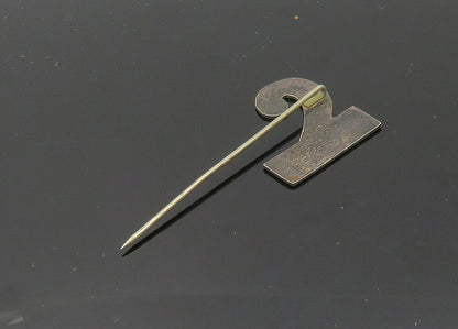925 Sterling Silver  Vintage Smooth Dark Tone R Initial Lapel Pin  TR2861