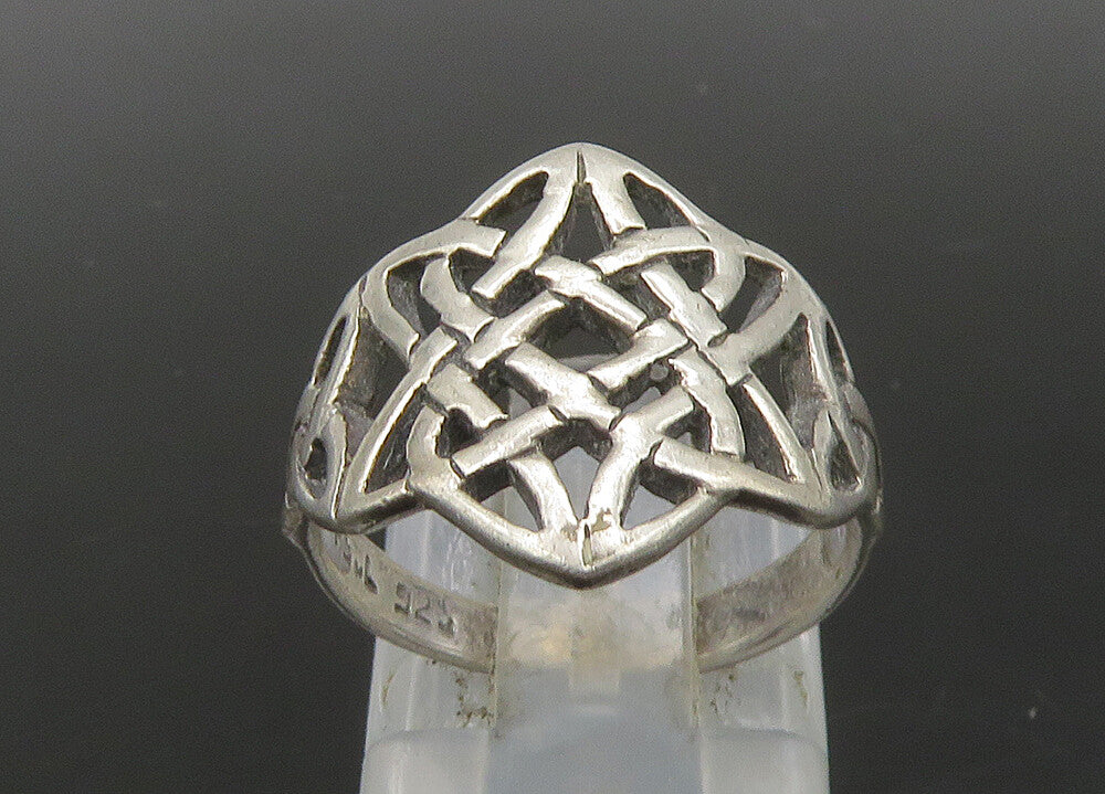 PETER STONE 925 Silver   Vintage Shiny Celtic Knot Band Ring Sz 6  RG23181