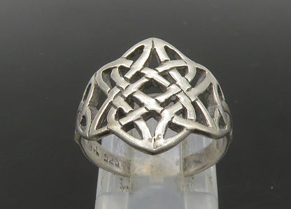 PETER STONE 925 Silver   Vintage Shiny Celtic Knot Band Ring Sz 6  RG23181