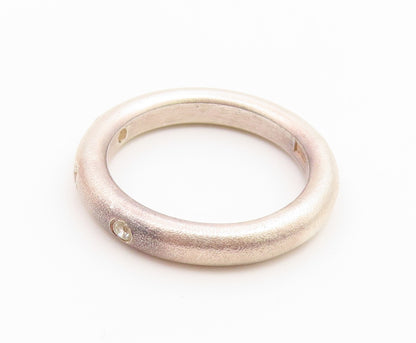 925 Sterling Silver Vintage Ring Minimalist Flush Set CZ Band  Sz 9  RG36868