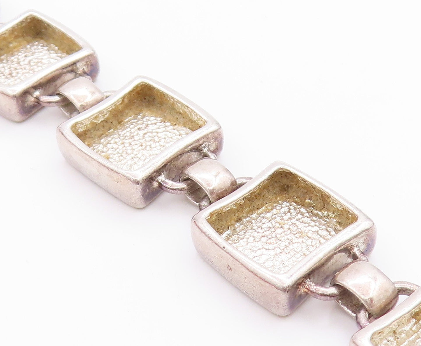 925 Sterling Silver Vintage Bracelet Antique Dark Tone Cubes Linked  BT11313