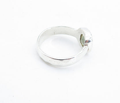 925 Sterling Silver  Vintage Faceted Topaz Hammered Solitaire Ring Sz 7 RG5833