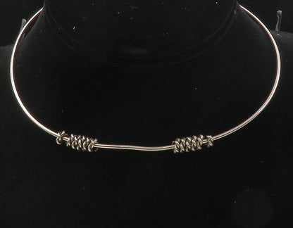 925 Sterling Silver  Vintage Modernist Twist Wrapped Collar Necklace  NE1773