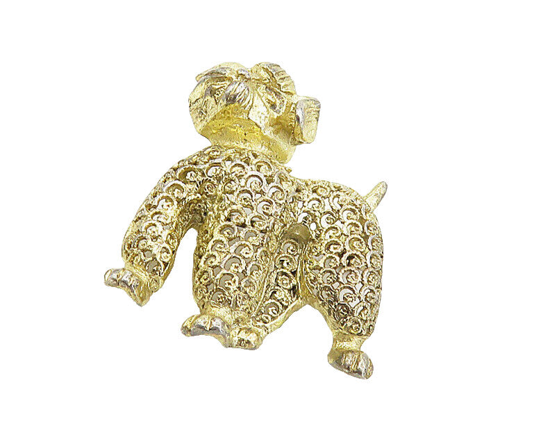 GERMANY 925 Silver  Vintage Petite Gold Plated Swirl Puppy Brooch Pin  BP3188