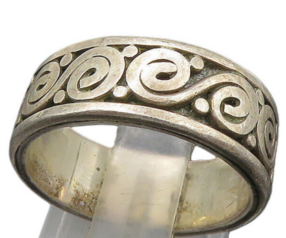 BALI 925 Sterling Silver  Vintage Swirl Pattern Band Ring Sz 7  RG22767