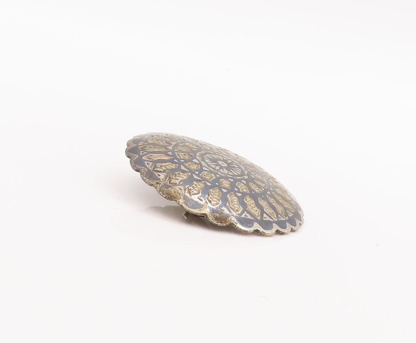 925 Sterling Silver Vintage Brooch Pin Circular Etched Symmetric Pattern BP11083