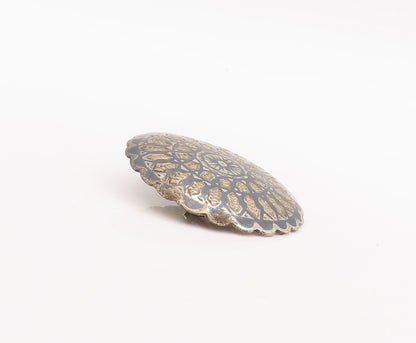 925 Sterling Silver Vintage Brooch Pin Circular Etched Symmetric Pattern BP11083