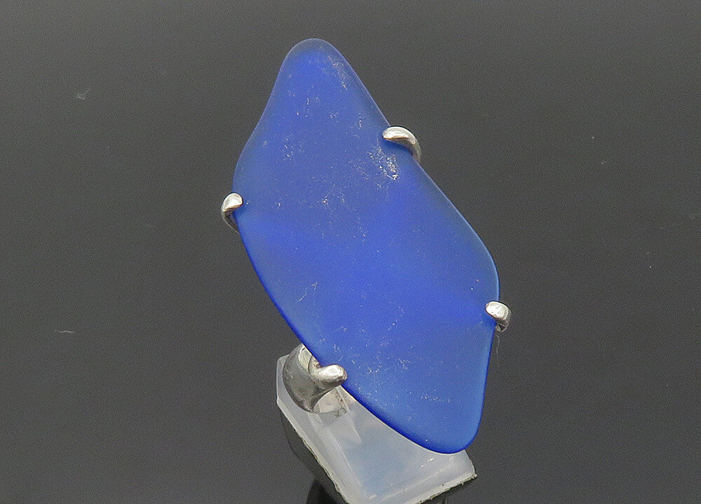 CHARLES ALBERT 925 Silver  Vintage Recycled Glass Cocktail Ring Sz 7  RG20363