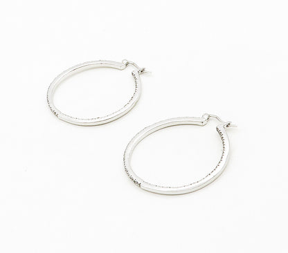 925 Sterling Silver  Shiny Topaz Round Hoop Earrings  EG8381