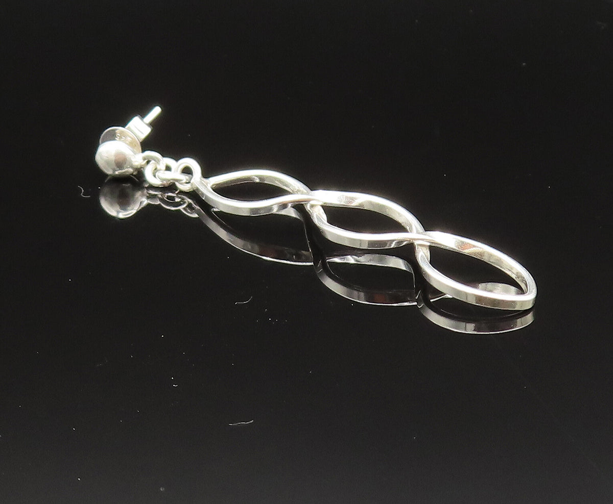 925 Sterling Silver  Vintage Polished Open Twist Dangle Earrings  EG11719